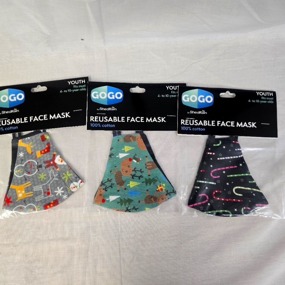 3 youth cloth reusable  christmas masks